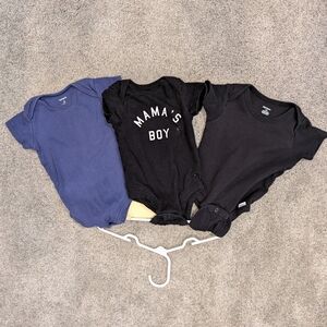 The Children's Place Navy and Black Baby Bodysuit Trio